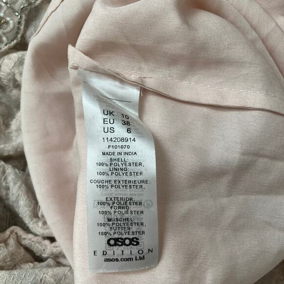 ASOS Edition NEW Pretty Embellished Beaded Mini Skater Dress - Blush - 6 - Picture 12 of 12